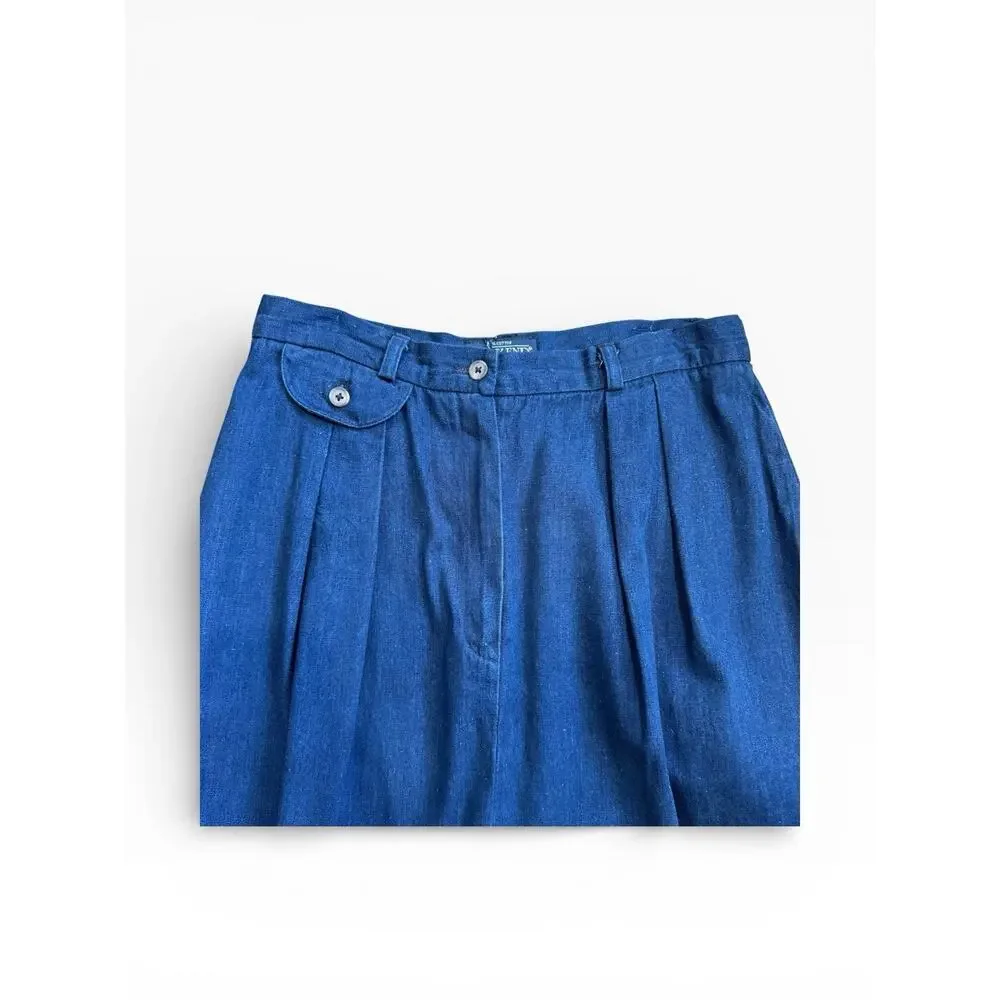 Lands' End Skirt size 12 Denim Pleated A-Line Midi Made in USA